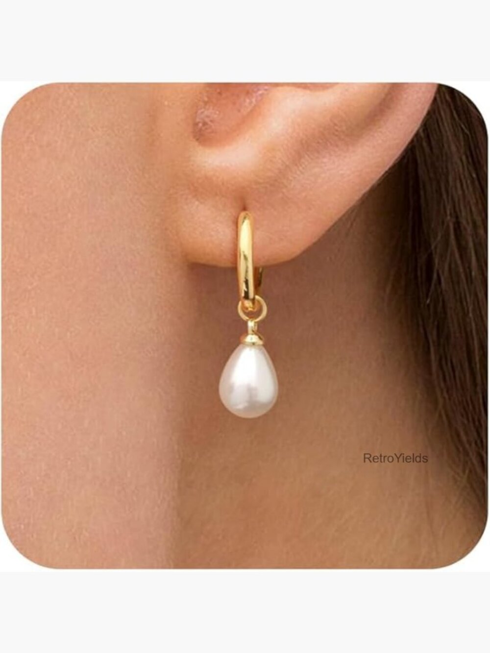 14K Gold Plated Pearl Drop Dangle Earrings Hypoallergenic Dainty Wedding Gift